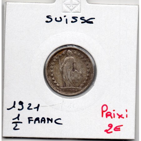 Suisse 1/2 franc 1921 TB, KM 23 pièce de monnaie