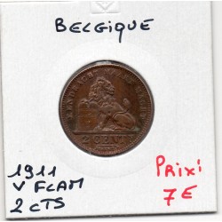 Belgique 2 centimes 1911 en Flamand Sup-, KM 36 pièce de monnaie