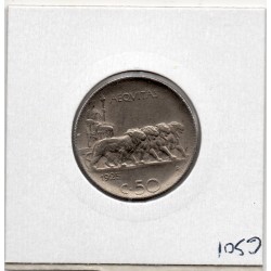 Italie 50 centesimi 1925 Striée Sup,  KM 61.2 pièce de monnaie