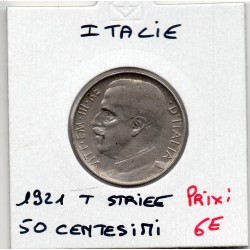 Italie 50 centesimi 1921 Striée TTB,  KM 61.2 pièce de monnaie