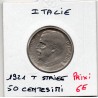 Italie 50 centesimi 1921 Striée TTB,  KM 61.2 pièce de monnaie