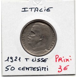 Italie 50 centesimi 1921 Lisse Sup,  KM 61.1 pièce de monnaie