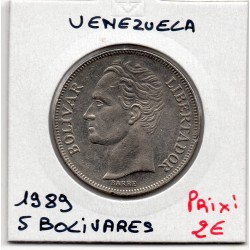 Venezuela 5 Bolivares 1989 Sup, KM Y53a pièce de monnaie