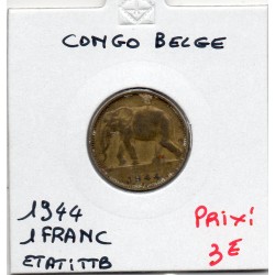 Congo Belge 1 franc 1944 TTB, KM 26 pièce de monnaie