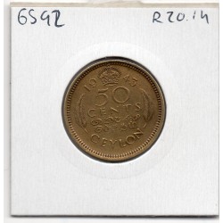 Ceylan 50 cents 1943 Spl, KM 116 pièce de monnaie