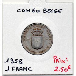 Congo Belge 1 franc 1958 TB+, KM 4 pièce de monnaie