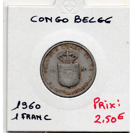 Congo Belge 1 franc 1960 TB+, KM 4 pièce de monnaie