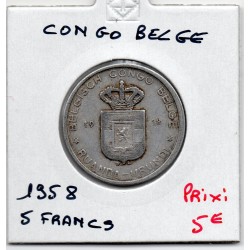 Congo Belge 5 francs 1958 TTB, KM 3 pièce de monnaie