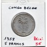 Congo Belge 5 francs 1958 TTB, KM 3 pièce de monnaie