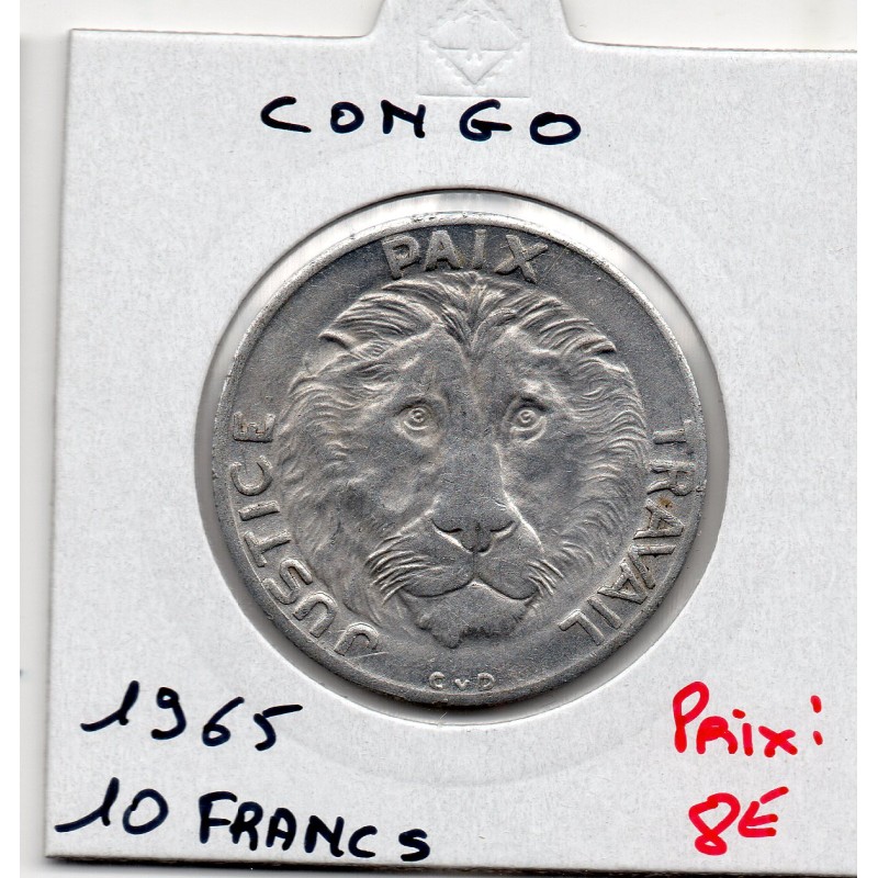 Congo 10 francs 1965 Sup, KM 1 pièce de monnaie