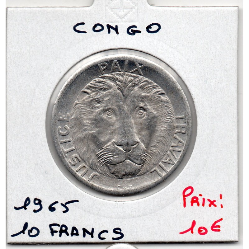 Congo 10 francs 1965 SPL, KM 1 pièce de monnaie