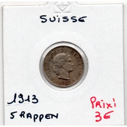 Suisse 5 rappen 1913 Sup, KM 26 pièce de monnaie