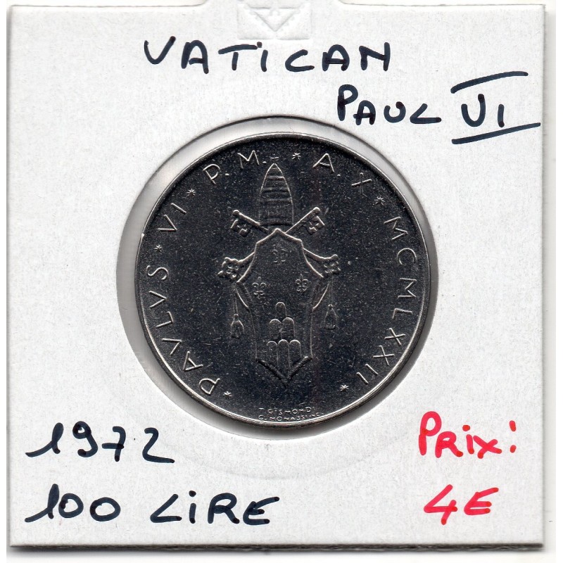 Vatican Paul VI 100 lire 1972 FDC, KM 122 pièce de monnaie