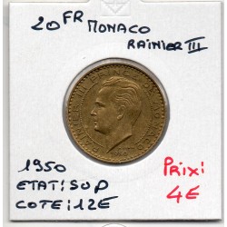 Monaco Rainier III 20 francs 1950 Sup, Gad 140 pièce de monnaie