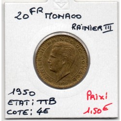 Monaco Rainier III 20 francs 1950 TTB, Gad 140 pièce de monnaie