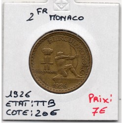Monaco crédit Foncier 2 francs 1926 TTB, Gad 130 pièce de monnaie