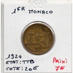 Monaco crédit Foncier 1 franc 1924 TTB, Gad 127 pièce de monnaie