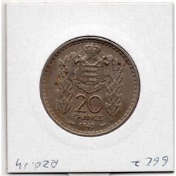 Monaco Louis II 20 francs 1947 TTB, Gad 137 pièce de monnaie