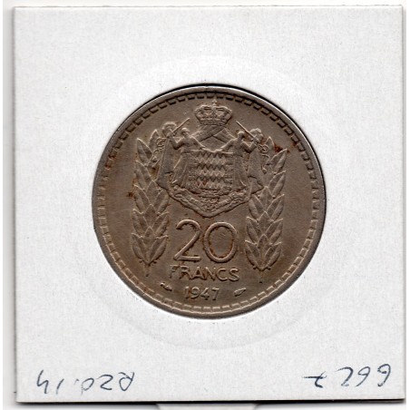 Monaco Louis II 20 francs 1947 TTB, Gad 137 pièce de monnaie