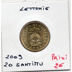 Lettonie 20 santimu 2009 FDC, KM 22.1 pièce de monnaie