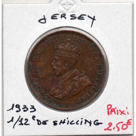 Jersey 1/12 Shilling 1933 TTB, KM 16 pièce de monnaie