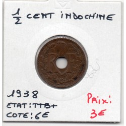 Indochine 1/2 cent 1938 TTB, Lec 30 pièce de monnaie