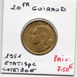 20 francs Coq Guiraud 1951 Spl, France pièce de monnaie