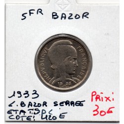 5 francs Bédoucette Bazor 1933 Spl, France pièce de monnaie
