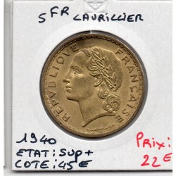5 francs Lavrillier 1940 Sup+, France pièce de monnaie