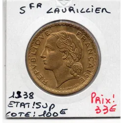 5 francs Lavrillier 1938 Sup, France pièce de monnaie