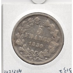 5 francs Louis Philippe 1839 D Arche Lyon TB-, France pièce de monnaie