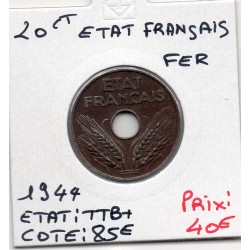 20 centimes état Français 1944 fer TTB+, France pièce de monnaie