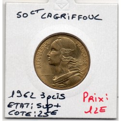 50 centimes Lagriffoul 1962 3 plis Sup+, France pièce de monnaie