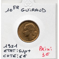 10 francs Coq Guiraud 1951 Sup+, France pièce de monnaie