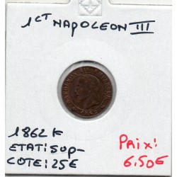 1 centime Napoléon III tête laurée 1862 K Bordeaux Sup-, France pièce de monnaie