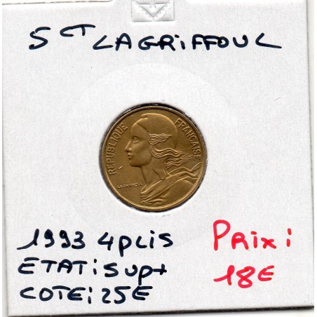 5 centimes Lagriffoul 1993 4 plis Sup, France pièce de monnaie