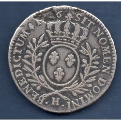 1/2 Ecu aux branches d'olivier 1726 H La Rochelle Louis XV pièce de monnaie royale