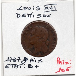 Demi Sol 1787 &  Aix Louis XVI B+ pièce de monnaie royale