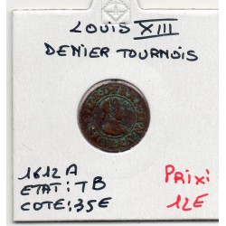 Denier Tounois 1612 A Paris Louis XIII pièce de monnaie royale