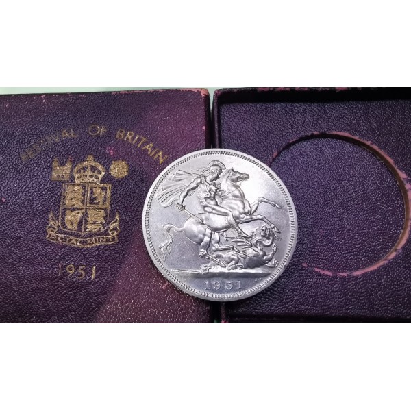 Grande Bretagne 5 Shillings 1951 Spl, KM 894 pièce de monnaie