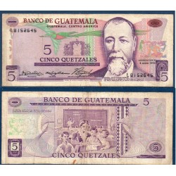 Guatemala Pick N°60a, TB Billet de banque de 5 Quetzales  1971-1973