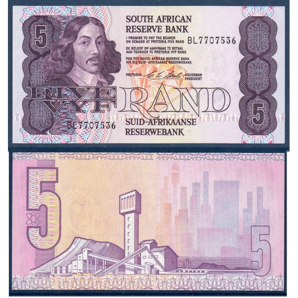 Afrique du sud Pick N°119e, Neuf Billet de banque de 5 rand 1990-1994