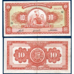 Perou Pick N°84a, TB Billet de banque de 10 Soles 1962-1968