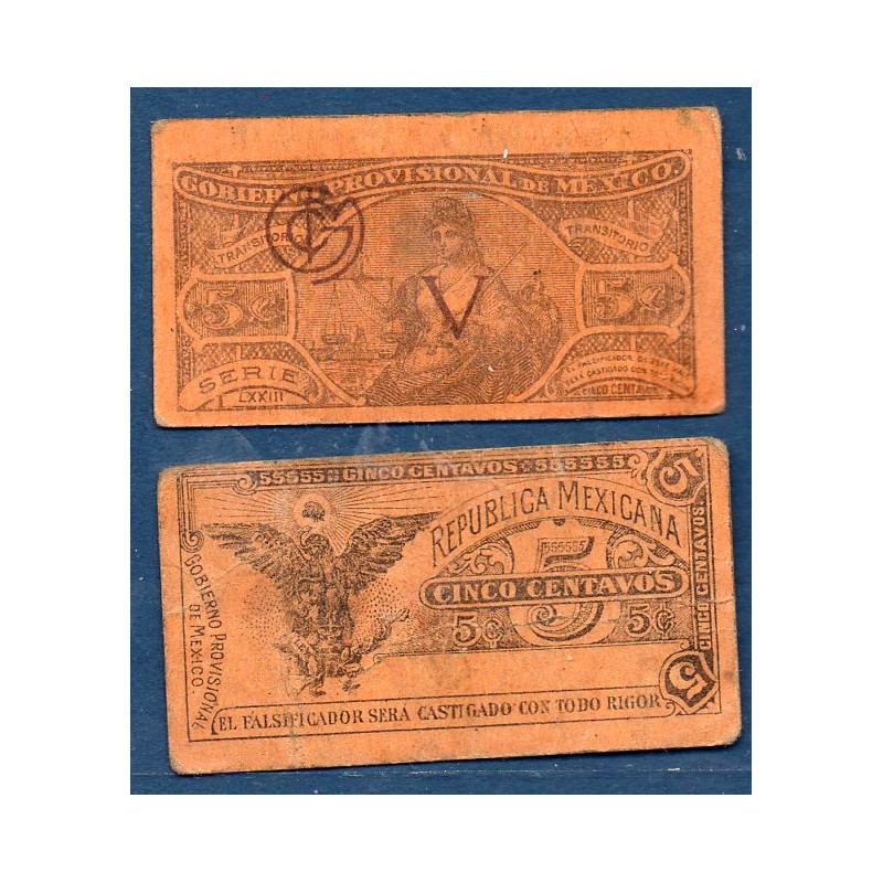 Mexique Pick N°S697, TTB Billet de Banque de 5 Centavos 1914
