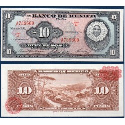 Mexique Pick N°58i, Billet de banque de Banque de 10 pesos 1961