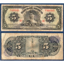 Mexique Pick N°60g, Billet de banque de Banque de 5 pesos 1961