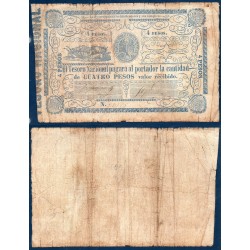 Paraguay Pick N°24, Billet de banque de 4 pesos 1865