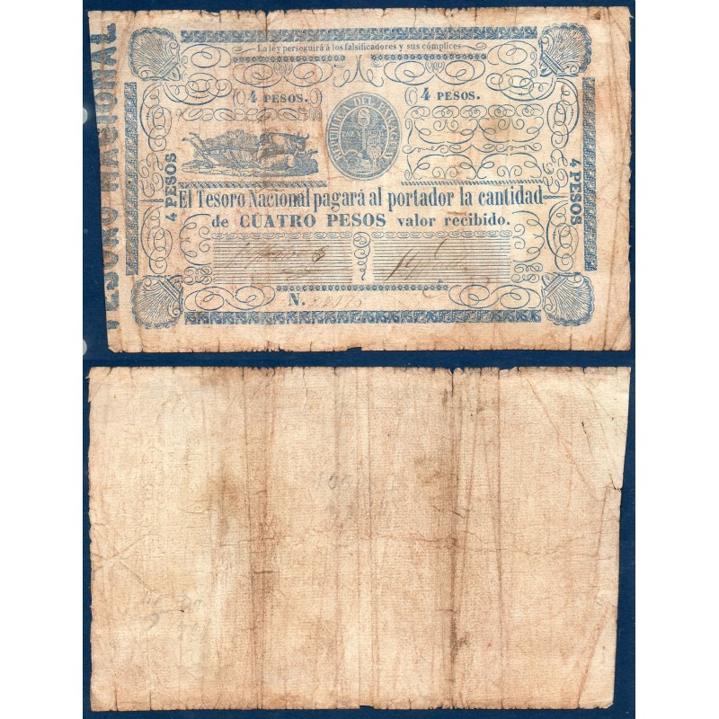 Paraguay Pick N°24, Billet de banque de 4 pesos 1865