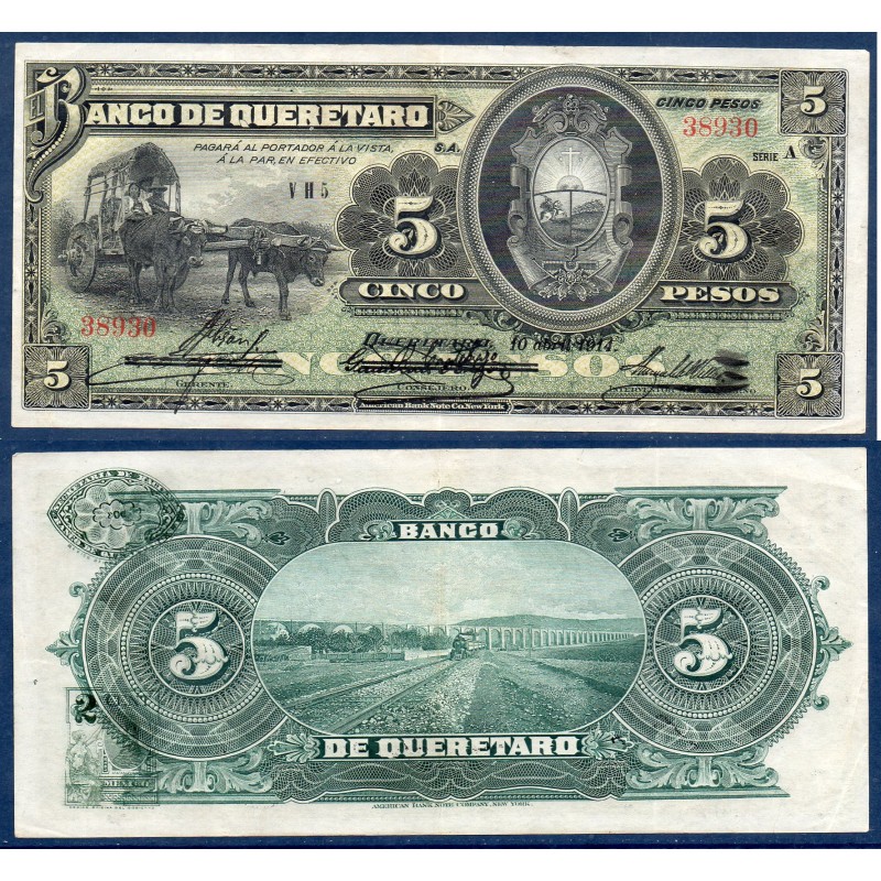 Mexique Pick N°S390b, Sup- Billet de Banque de 5 pesos 1914