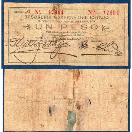 Mexique Pick N°S553b, Billet de Banque de 1 peso 1913